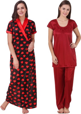 KEOTI Women Robe(Red, Black)