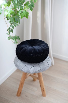 P. L. ENTERPRISE Polyester Fibre Floral Cushion Pack of 1(Black)