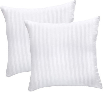 Urban Arts Polyester Fibre Stripes Cushion Pack of 2(White)