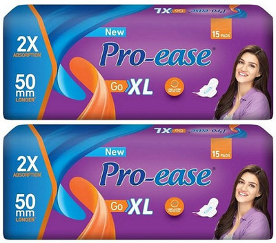 Pro-ease GO XL - 15+15 Pads Sanitary Pad(Pack of 30)