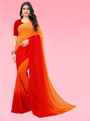 Anand Sarees Color Block Bollywood Georgette Saree(Red, Orange)