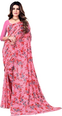 Kanooda Prints Floral Print Daily Wear Georgette Saree(Pink)