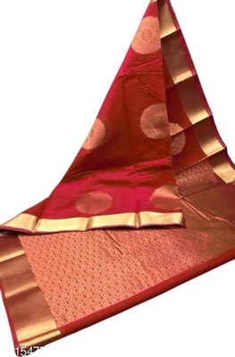 AD Saree Mall Solid/Plain Banarasi Silk Blend Saree(Mustard)