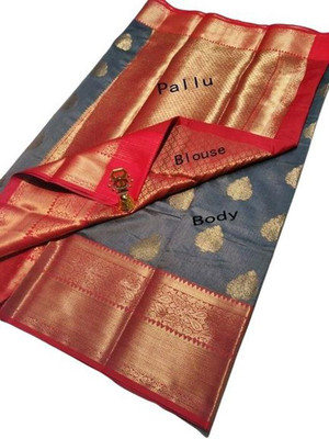 AD Saree Mall Solid/Plain Banarasi Silk Blend Saree(Mustard)