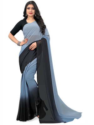Anand Sarees Ombre Bollywood Georgette Saree(Black, Grey)