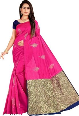 Amrut Collection Woven Kanjivaram Jacquard Saree(Pink)