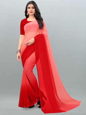 Anand Sarees Ombre Bollywood Georgette Saree(Red, Pink)