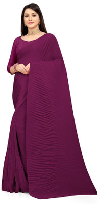 PMSHK Embellished Bollywood Silk Blend Saree(Purple)