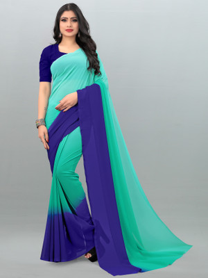 Anand Sarees Ombre Bollywood Georgette Saree(Light Blue, Blue)