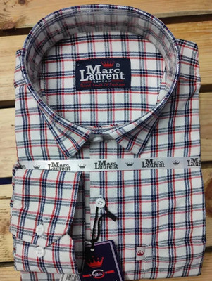 Marc Laurent Men Checkered Formal Dark Blue, Red, White Shirt