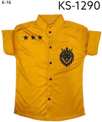 Sharma Fashion Show Boys Printed Casual Yellow Shirt