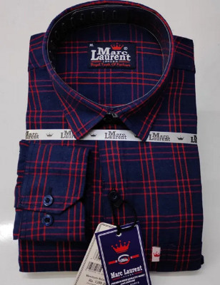 Marc Laurent Men Checkered Formal Dark Blue, Red Shirt