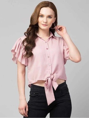 69 FASHION STREET Women Solid Casual Pink Shirt