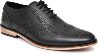 Warnex Men's Formal Full Brogues Genuine Leather British Shoes Brogues For Men(Black)