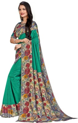 Vimla Geometric Print Bollywood Art Silk Saree(Light Blue, Beige)