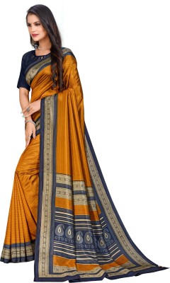 Vimla Printed Bollywood Art Silk Saree(Dark Blue, Mustard)