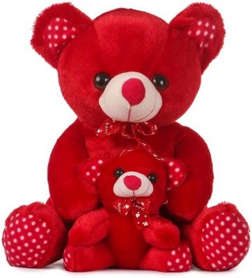 SASTATOY RED Mother Baby Soft toy for Kids Playing teddy Bear  - 45 cm(Red)