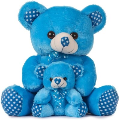SASTATOY Blue Mother Baby Teddy & Soft Toy for Kids, Children & Girls Playing Teddy Bear  - 35 cm(Blue)