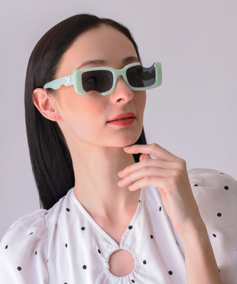 Haute Sauce Rectangular Sunglasses(For Women, Black)