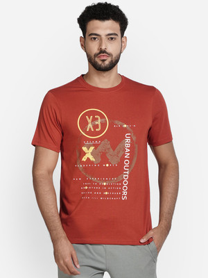 Wildcraft Graphic Print Men Polo Neck Red T-Shirt