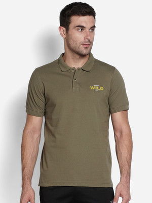 Wildcraft Solid Men Polo Neck Green T-Shirt