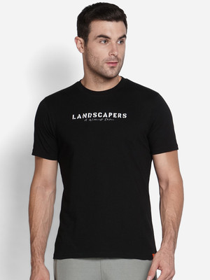 Wildcraft Graphic Print Men Polo Neck Black T-Shirt