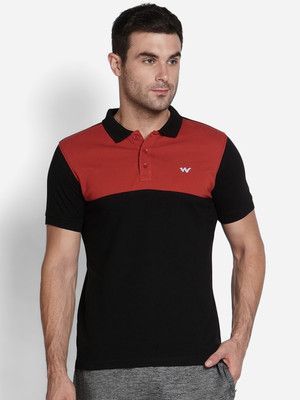 Wildcraft Colorblock Men Polo Neck Black T-Shirt