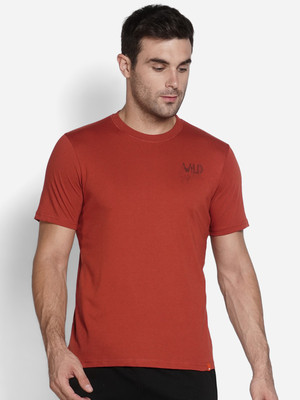 Wildcraft Graphic Print Men Polo Neck Brown T-Shirt