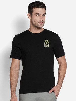 Wildcraft Graphic Print Men Polo Neck Black T-Shirt