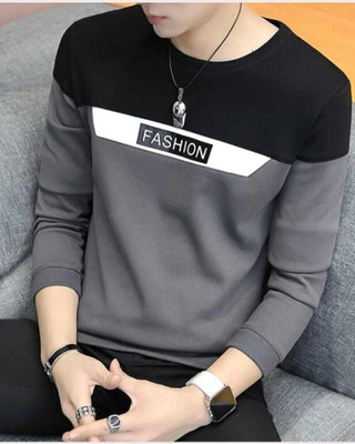 CROSSSTICH Printed Men Round Neck Grey T-Shirt