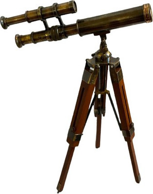 HAJRA CRAFT Vintage style brass telescope, finish with wooden stand. Height adjustable Refracting Telescope(Manual Tracking)
