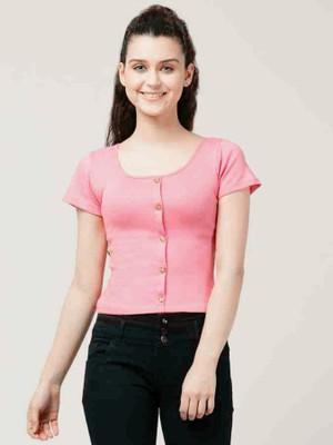 Western Darji Casual Solid Women Pink Top