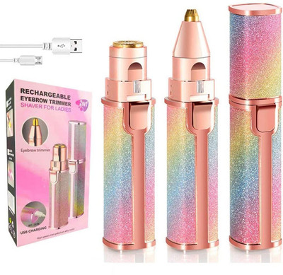 rechageable Electric Mini Portable Eyebrow Trimmer 30 min  Runtime 12 Length Settings(Gold)