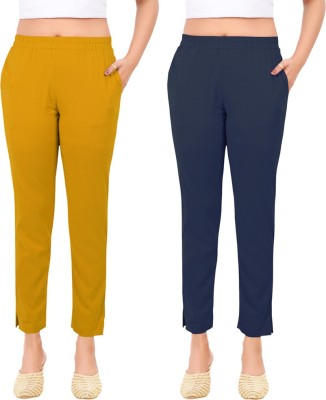 Phase of Trend Regular Fit Women Yellow, Dark Blue Trousers