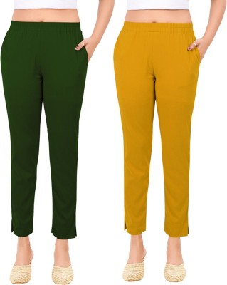 Phase of Trend Regular Fit Women Yellow, Green Trousers