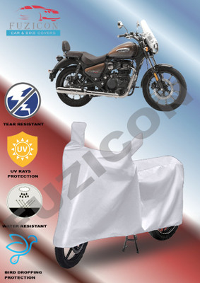 FUZICON Waterproof Two Wheeler Cover for Royal Enfield(Meteor 350, Silver)