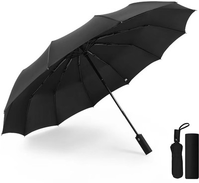 Conquest Auto Open And 3 Fold Umbrella For Protection Against Rain Sun&UV Rays with cover Umbrella(Black)