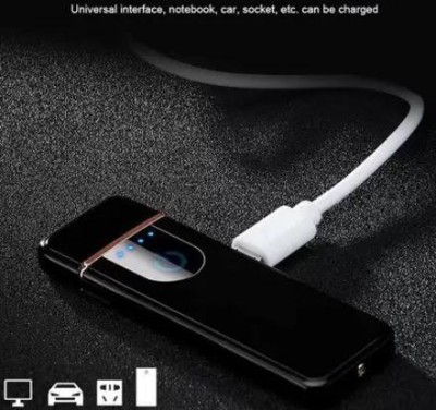 pompeo Good Quality Rechargeable Lighter Touch USB Charging Touchscreen Electronic USB LIGHTER Cigarette Lighter(Black)