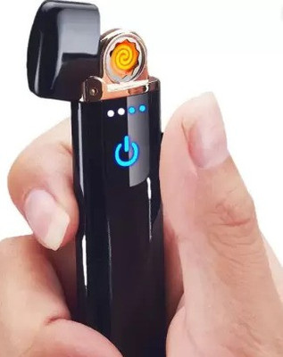 pompeo Good Quality Rechargeable Lighter Touchscreen Electronic Double Sided Smart USB Charging Cigarette Lighter(Black)