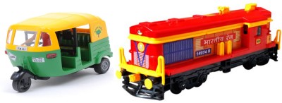 centy Cng Auto and Locomotive Engine - Pull Back Toy - ( Pack of 2, Multicolor )(Multicolor)