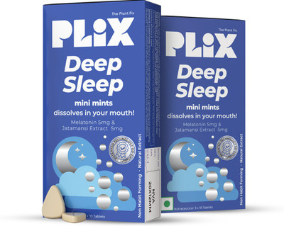 The Plant Fix Plix Deep Sleep 5mg Melatonin Sleeping Pills, Oral Dissolving mints for restful sleep(2 x 30 Tablets)