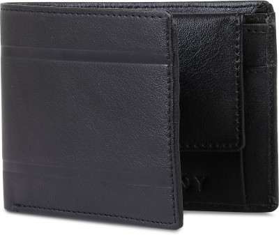 Flyboy Men Black Genuine Leather Wallet(3 Card Slots)