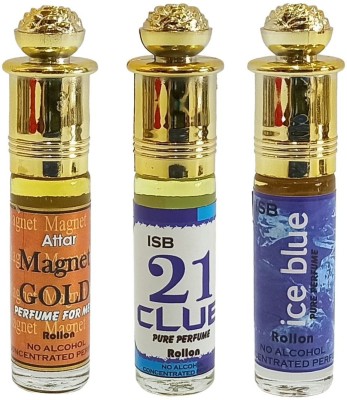 INDRA SUGANDH BHANDAR MAGNET GOLD, 21 CLUB & ICE BLUE Best Floral & Original Long Lasting Fragrance Floral Attar(Citrus)