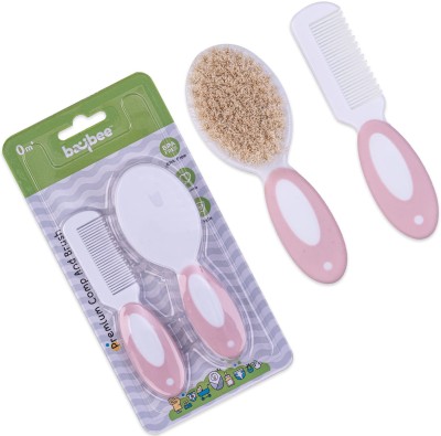 baybee Premium Baby Hair Brush and Comb Set for Newborns and Toddlers with Soft Bristle(White & Pink)