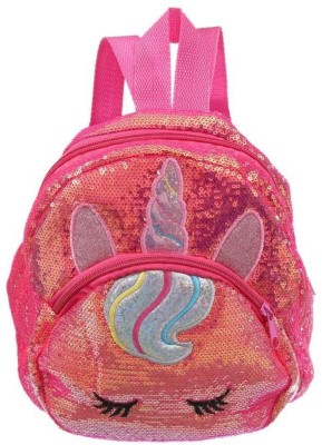 Nia Creations Combo of Unicorn Sequins glitter Kids Bag and Unicorn sequins pouch 2 L Backpack(Multicolor)