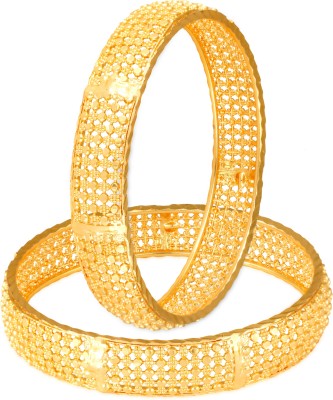 SUKAI JEWELS Brass, Alloy Cubic Zirconia Gold-plated Bangle Set(Pack of 2)