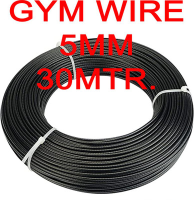 Dinetic PU (Polyurethane) Coated Stainless Steel Wire 5MM (30M) for Home /Gym Equipment| Weight Lifting Bar(Black)