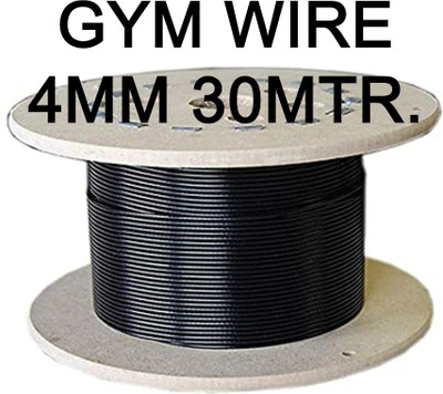 Dinetic PU (Polyurethane) Coated Stainless Steel Wire 4MM (30M) for Home /Gym Equipment| Weight Lifting Bar(Black)