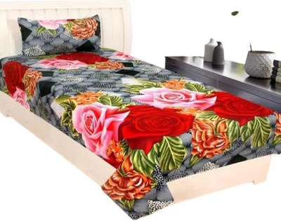 Decent Home 140 TC Polycotton Single Printed Flat Bedsheet(Pack of 1, muti colour)