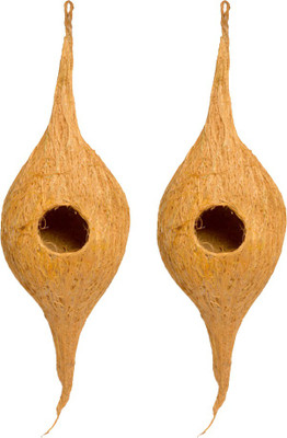 DealFry Handmade Hanging Birds Nest Made of Natural Coir Fiber Coconut Shell Set-2 Bird House(Hanging, Tree Mounting, Wall Mounting)